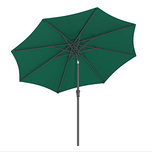 290 cm Garden Parasol Umbrella, UPF 50+, Sun Shade, 30° Tilt in 2 Directions, Crank Handle for Opening and Closing, for Outdoor Gardens Pool Balcony Patio, Base Not Included, Green