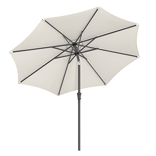 290 cm Garden Parasol Umbrella, UPF 50+, Sun Shade, 30° Tilt in 2 Directions, Crank Handle for Opening and Closing, for Outdoor Gardens Pool Balcony Patio, Base Not Included, Beige