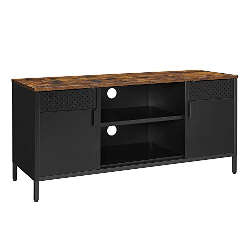 TV Stand, TV Cabinet, TV Table with 3 Adjustable Shelves, for TV up to 55 Inches, for Living Room, Bedroom, Rustic Brown and Black