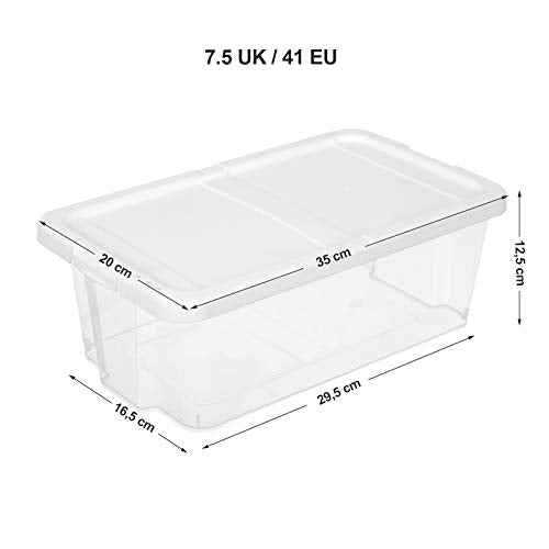 Shoe Boxes with Lids, Set of 8, Stackable Clear Shoe Organiser, Versatile Storage Container for Shoes and Crafts, Sizes Up to UK 7.5, Transparent