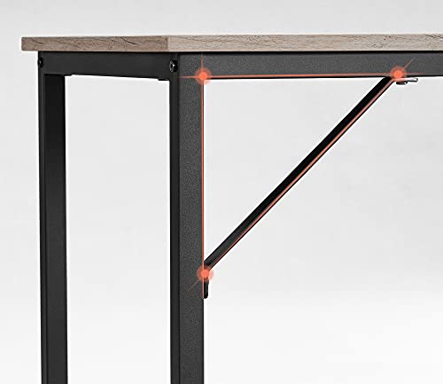 Desk, Computer Desk, Slim Office Desk, 140 x 60 x 75.7 cm, Study Room, Home Office, Office, Easy Assembly, Steel, Industrial Design, Greige-Black