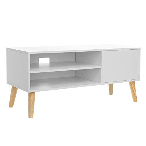 Scandinavian TV Stand, Retro TV Console, Entertainment Centre for Flat Screen TV, Gaming Consoles, in Living Room, Entertainment Room, Office, White