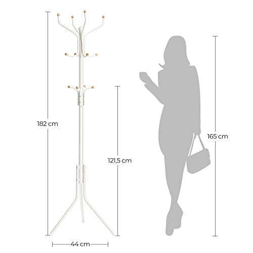 Metal Coat Rack, Clothes Stand, Hat Handbag Hanger, 182 cm Tall Hall Tree,  , creamy white/ Ivory