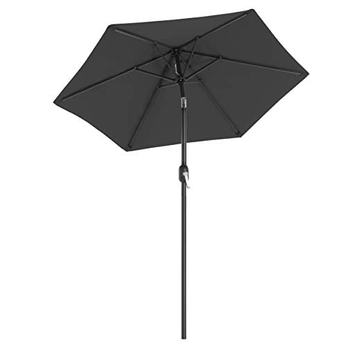 197 cm Garden Parasol Umbrella, UPF 50+, Sun Shade, 30° Tilt in 2 Directions, Crank Handle for Opening and Closing, for Outdoor Gardens Pool Balcony Patio, Base Not Included, Grey