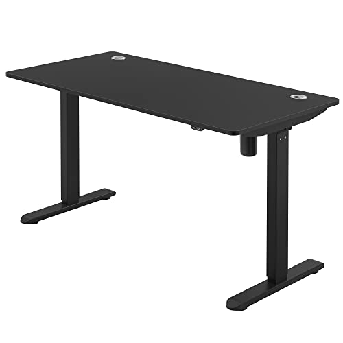 Height-adjustable electric desk, 70 x 140 x (73-114) cm, table frame, desk stand, with table top, infinitely adjustable, steel, black