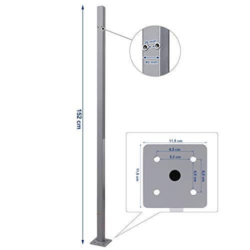 Cassette Holder Post, Retractable Single Side Awning Accessory, No Wall Mounting of Awning Required, Awning Accessories for Floor Mounting, 11.5 x 11.5 x 152 cm, Grey