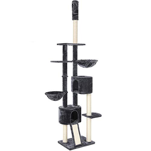 Floor-to-Ceiling Cat Tree, 2.4-2.6 m, Cat Tower, Smoky Grey