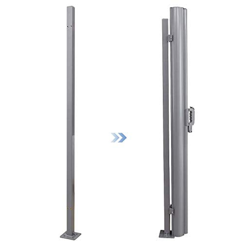 Cassette Holder Post, Retractable Single Side Awning Accessory, No Wall Mounting of Awning Required, Awning Accessories for Floor Mounting, 11.5 x 11.5 x 152 cm, Grey