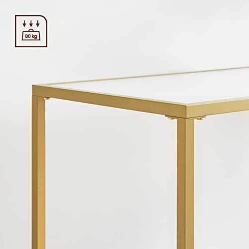 Console Table, Slim Tall Sofa Table with Steel Frame, Adjustable Feet, for Living Room, Hallway, Golden and White