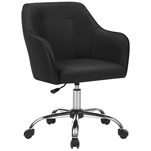 Office Chair, Comfortable Desk Chair, Height-Adjustable Computer Chair, 120 kg, Steel Frame, Faux Linen, Breathable, Home Office, Office, Black