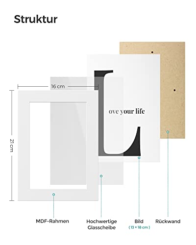 Picture Frames Set of 3 Collage Photo Frames for 5"x7" (13x18 cm) Photos, MDF, Glass Front White