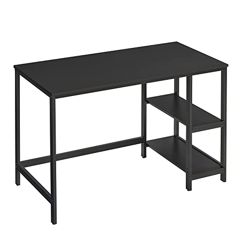 Computer Desk PC Desk Office Table with 2 Shelves on Right or Left Side for Office Living Room Steel Frame Industrial Design Black