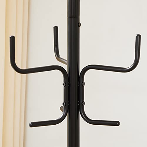 Coat Rack, Freestanding Metal Coat Tree with 6 Hooks, for Coats, Hats, Bags, 54 x 54 x 171.1 cm, Black