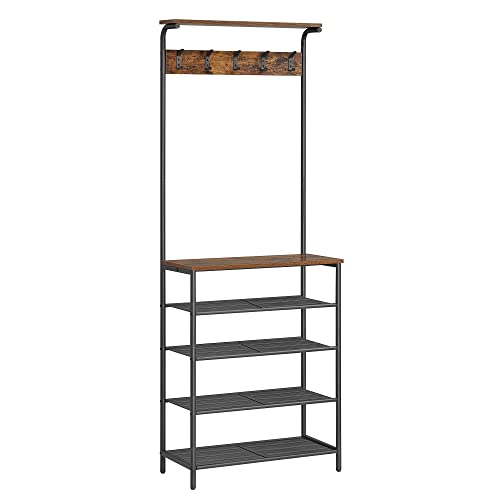 Coat Rack Stand, Industrial, Rustic Brown and Black HSR415B01