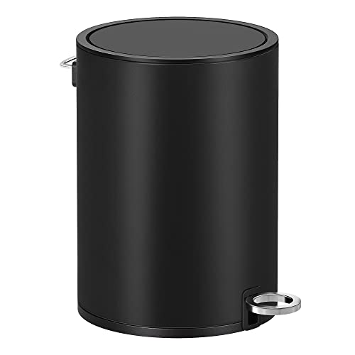 Bathroom Bin, 3 Litre Toilet Pedal Bin, Cosmetic Bin with ABS Lid and Plastic Inner Bucket, Steel