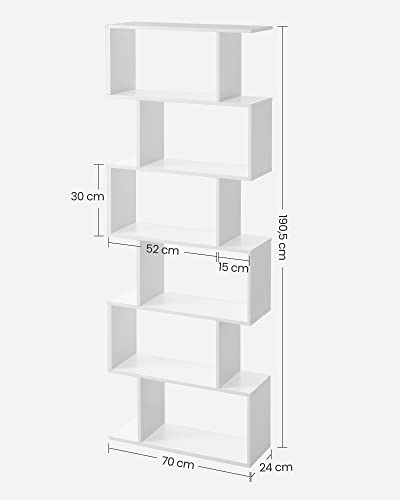 Wooden Bookcase, Cube Display Shelf and Room Divider, 6-Tier Bookshelf, Freestanding Shelving Unit, White