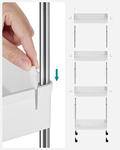 4-Tier Storage Trolley, Rolling Cart with Wheels, Space-Saving Kitchen Trolley in Office Bathroom, 40 x 22 x 86 cm, White