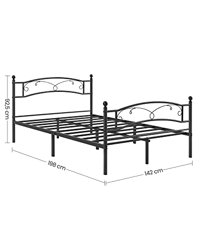 Double Bed Frame Metal Bed Frame Fits 140 x 190 cm Mattress Guest Bed Easy Assembly Black