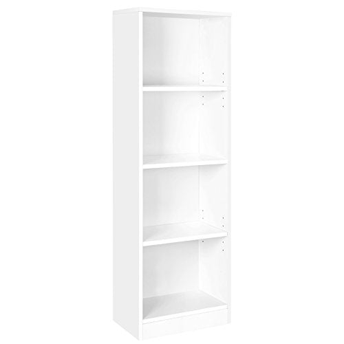 4-Tier Bookcase with Adjustable Shelves, Kid’s Bookshelf and Storage Unit for Study Home Office, 40 x 24 x 121.5 cm, White