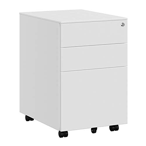 Steel Rolling Cabinet with 3 Drawers and Hanging File Lockable Office Cabinet