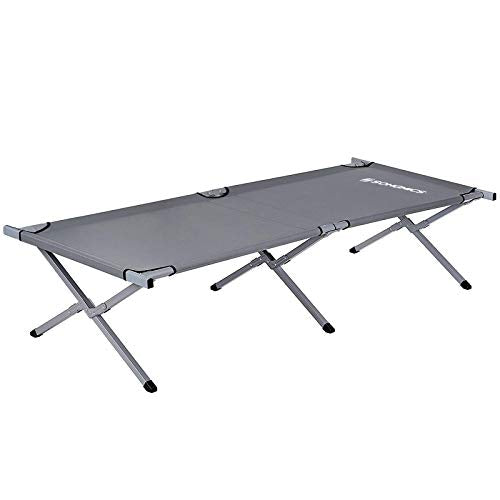 Folding Camping Bed, Sturdy Camp Cot, Portable Bed, 210 x 72 x 45 cm, 260 kg Max. Static Load Capacity, Travel Outdoor, Grey