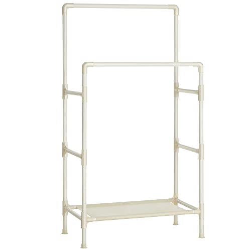 Metal Coat Rack with 2 Clothes Rails and 1 Shelf, Holds up to 70 kg, Easy to Assemble, White