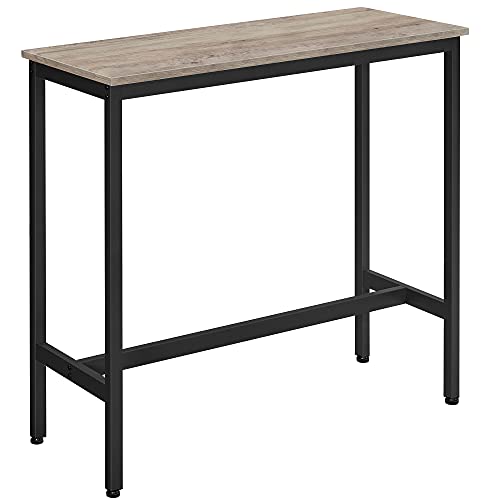 Bar Table, Narrow Rectangular Bar Table, Kitchen Table, Pub Dining High Table, Steel Frame, 100 x 40 x 90 cm, Easy Assembly, Industrial, Greige and Black