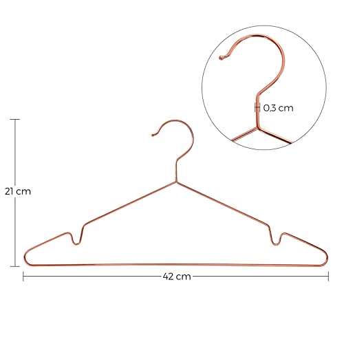 20-Pack Clothes Hangers, Space-Saving Coat Suit Hangers, Rust-Resistant, Chrome-Plated, 42 cm, Rose Gold