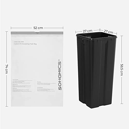 Drawstring Bin Bags, Bin Liners for 30L Rubbish Bins, Code 30A, Custom-Fit, 2 Rolls, 90 Pieces, White