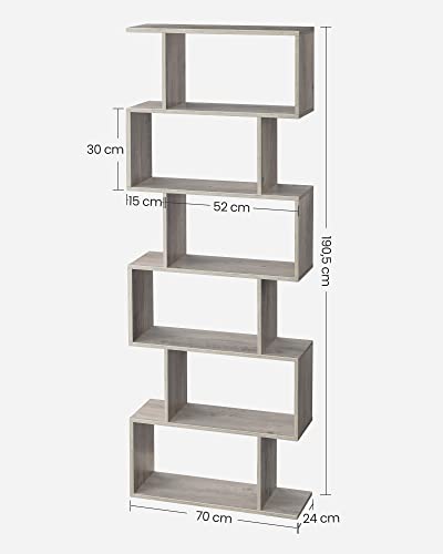 Bookshelves, 6-Tier Bookcase, Room Divider, Cube Display Shelf, Freestanding Storage Shelf, Modern Style, for Living room, Bedroom, Office, Greige