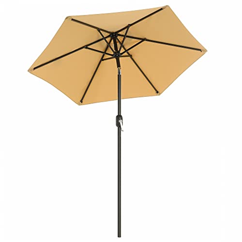 197 cm Garden Parasol Umbrella, UPF 50+, Sun Shade, 30° Tilt in 2 Directions, Crank Handle for Opening and Closing, for Outdoor Gardens Pool Balcony Patio, Base Not Included, Taupe