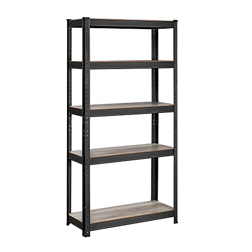 Standing Shelves, Bookcases, Storage Shelves, 5 Shelves, Kitchen Shelves, Shelves, 30 x 75 x 150 cm, Load Capacity 650 kg, Adjustable Shelves, Industrial Design, Natural Black