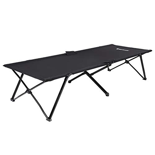 Foldable Camping Bed, Portable Camp Cot Load up to 260 kg, for Hiking and Outdoor Use, 205 x 75 x 46 cm, Black