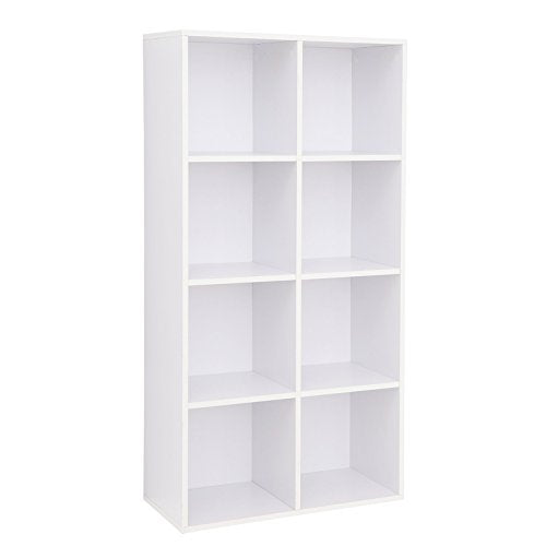 8-Cube Storage Bookshelf, Wooden Bookcase and Display Shelf, Freestanding Cabinet Unit for Office, Living Room, Bedroom, White