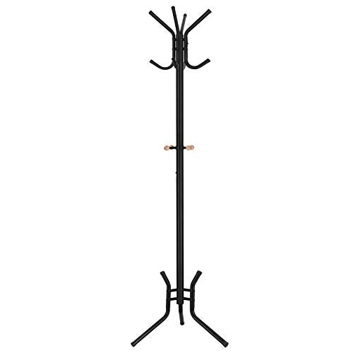 Stylish Metal Coat Rack Stand Hanger 12 hooks 176 cm Black