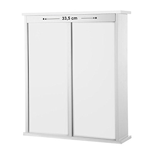 Bathroom Cabinet Wall Storage Organiser Hanging Corner Shelf Medicine Cabinet Wall Mounted No Mirror with One Door Compartments Adjustable Layer White 60 x 18 x 71 cm