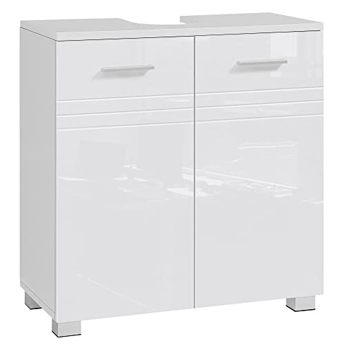 Bathroom Cabinet with Double Door, Adjustable Shelf, Soft Close Hinges for Bathroom, 60 x 30 x 63 cm, White