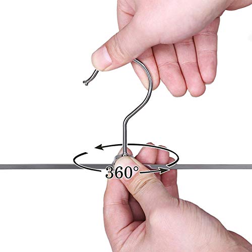 Metal Trousers Hangers, Pack of 20, Non-Slip Skirt Hangers with Clips for Pants Socks, 31 cm Long, Heavy-Duty, Chrome-Plated, Silver and Black