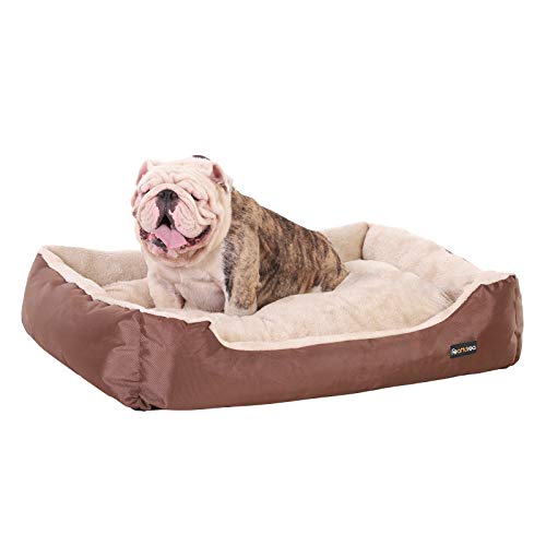 Dog Bed, Dog Sofa, Reversible Cushion, 80 x 65 x 20 cm, Brown