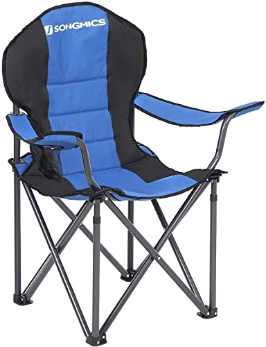 Foldable Camping Chair, with Comfortable Sponge Seat, Cup Holder, Heavy Duty Structure, Max Load Capacity 250 kg, Outdoor Chair, Blue