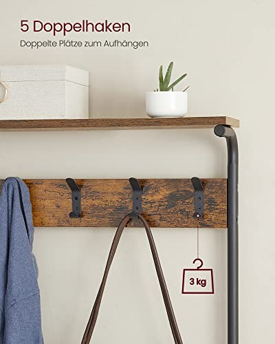 Coat Rack Stand, Industrial, Rustic Brown and Black HSR415B01