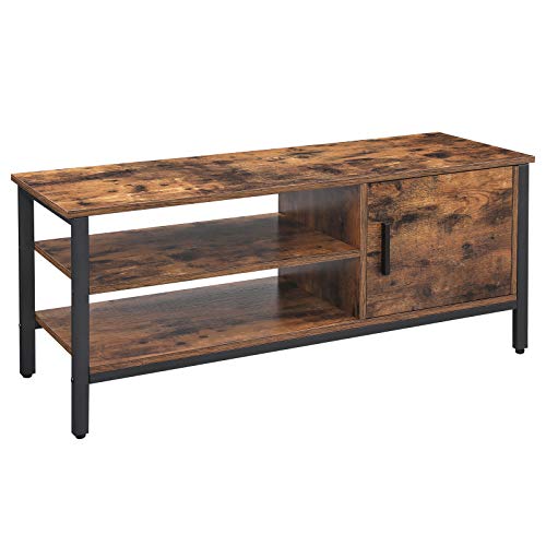 TV Cabinet for TVs up to 48 Inches, TV Stand, TV Table and Lowboard with Cabinet and 2 Shelves, Living Room, Hallway, 110 x 40 x 45 cm, Industrial Design, Rustic Brown