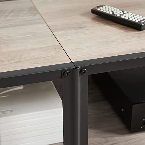 TV Stand, TV Table for TV up to 70 Inches, with Shelves, Steel Frame, Living Room, Bedroom Furniture, Greige and Black