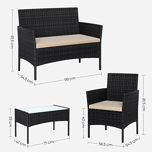 Balcony Garden Furniture Set PE Polyrattan Lounge Set Patio Furniture Outdoor for Patio Balcony Garden Black Taupe