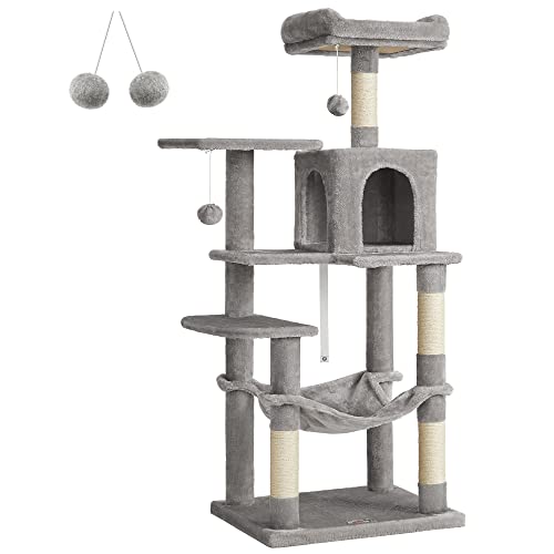 Cat Tree, Cat Condo with Hammock, 143 cm, Light Grey