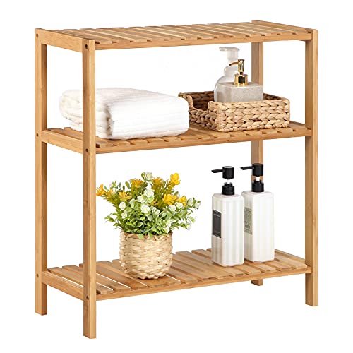 Bamboo Shelving Unit for the Bathroom/Kitchen/Shoe Rack, 60 x 26 x 66 cm Ideal for the bathroom, living room, hallway, kitchen or balcony.