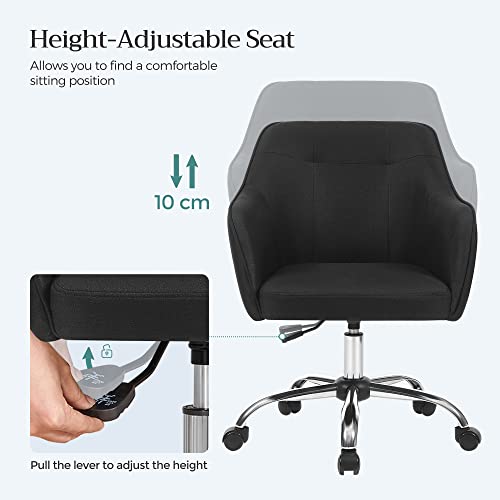 Office Chair, Comfortable Desk Chair, Height-Adjustable Computer Chair, 120 kg, Steel Frame, Faux Linen, Breathable, Home Office, Office, Black