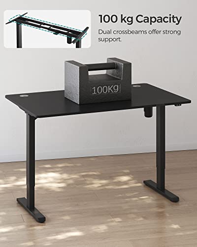 Height-adjustable electric desk, 70 x 140 x (73-114) cm, table frame, desk stand, with table top, infinitely adjustable, steel, black