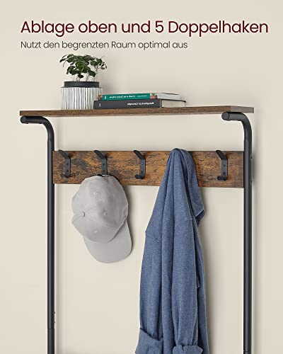 Coat Rack Stand, Industrial, Rustic Brown and Black HSR415B01