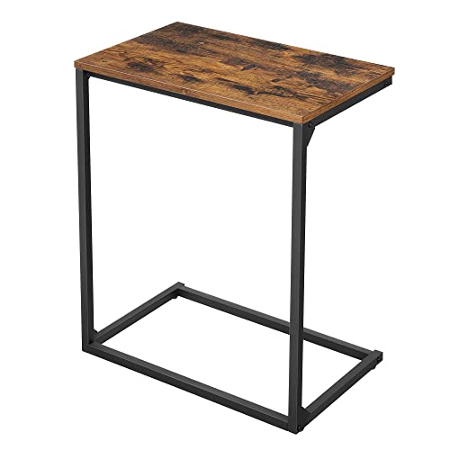 Side Table, Small Sofa Table, End Table, Laptop Table, for Bedroom, Living Room, Work in Bed or on The Sofa, Simple Structure, Stable, Industrial Style, Rustic Brown and Black